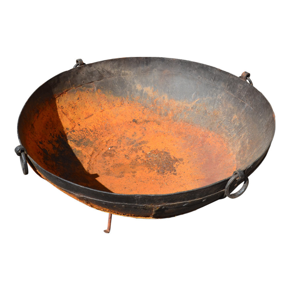 Antique Indian Iron Kadai (Fire Pit) - Berbere Imports