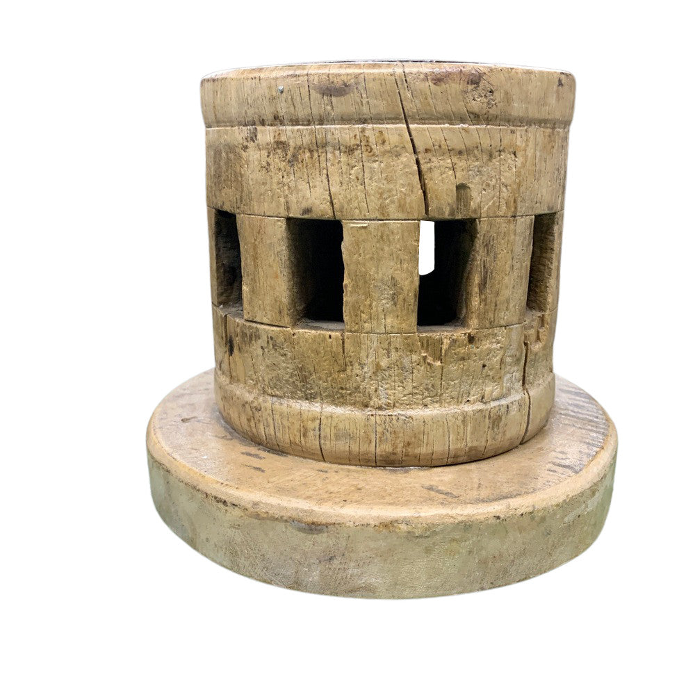 Vintage Wooden Gear Candle Holder - Berbere Imports