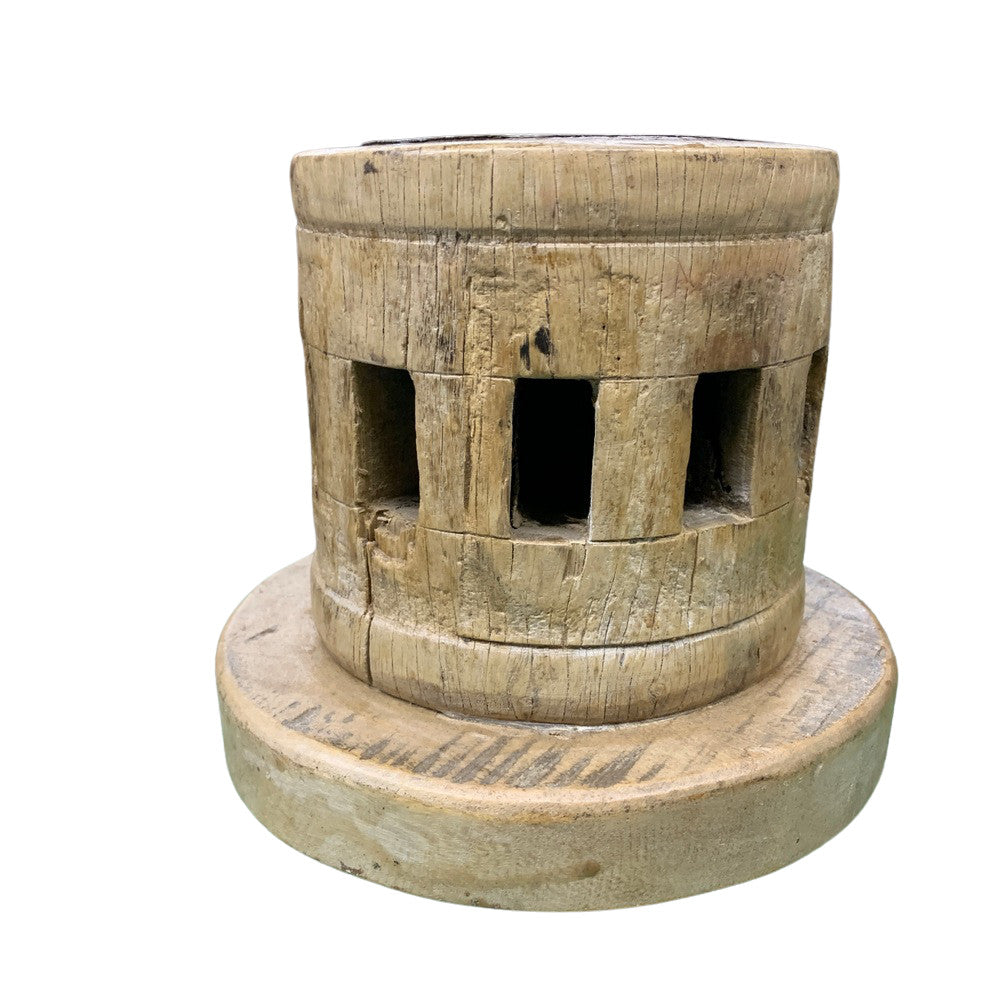 Vintage Wooden Gear Candle Holder - Berbere Imports