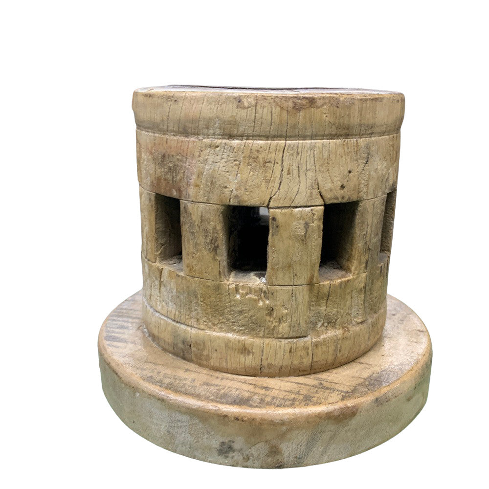 Vintage Wooden Gear Candle Holder - Berbere Imports