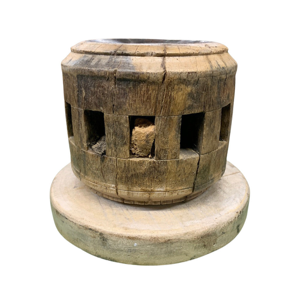 Vintage Wooden Gear Candle Holder - Berbere Imports