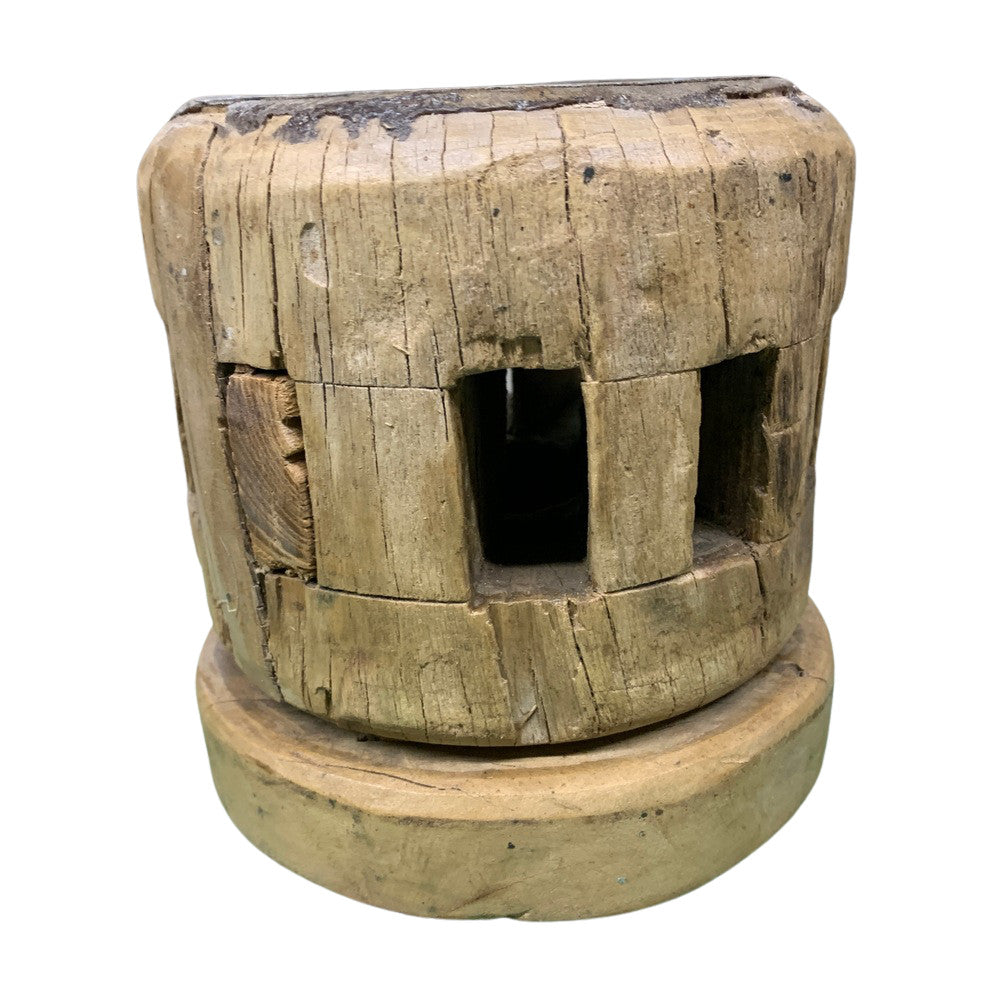 Vintage Wooden Gear Candle Holder - Berbere Imports