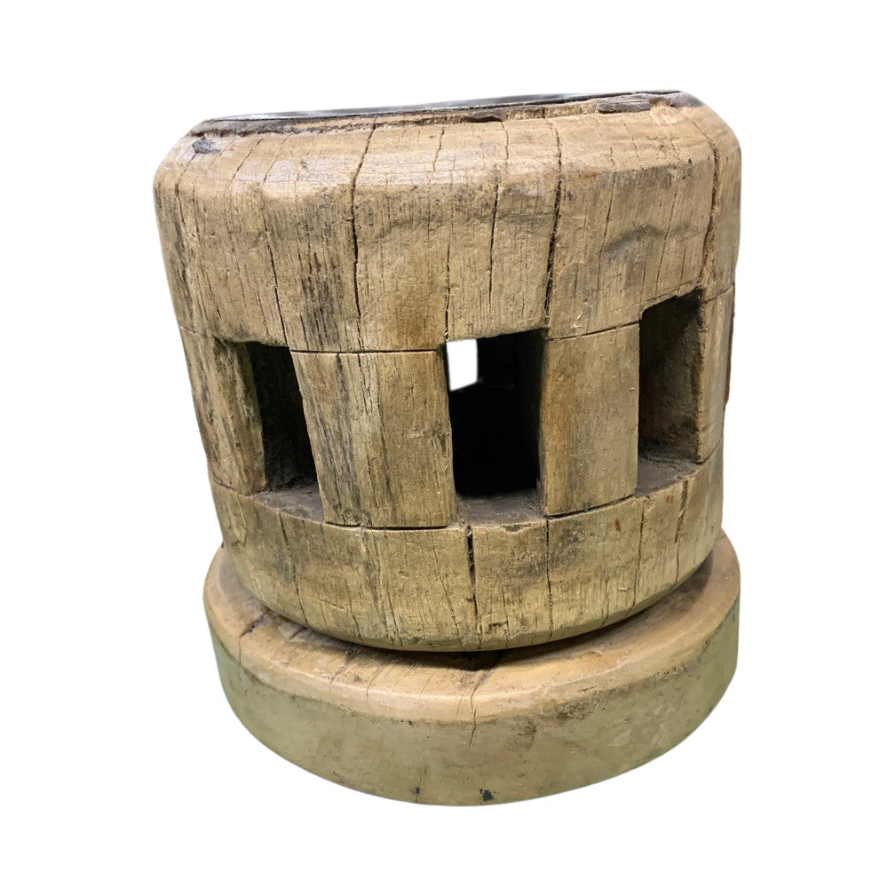 Vintage Wooden Gear Candle Holder - Berbere Imports