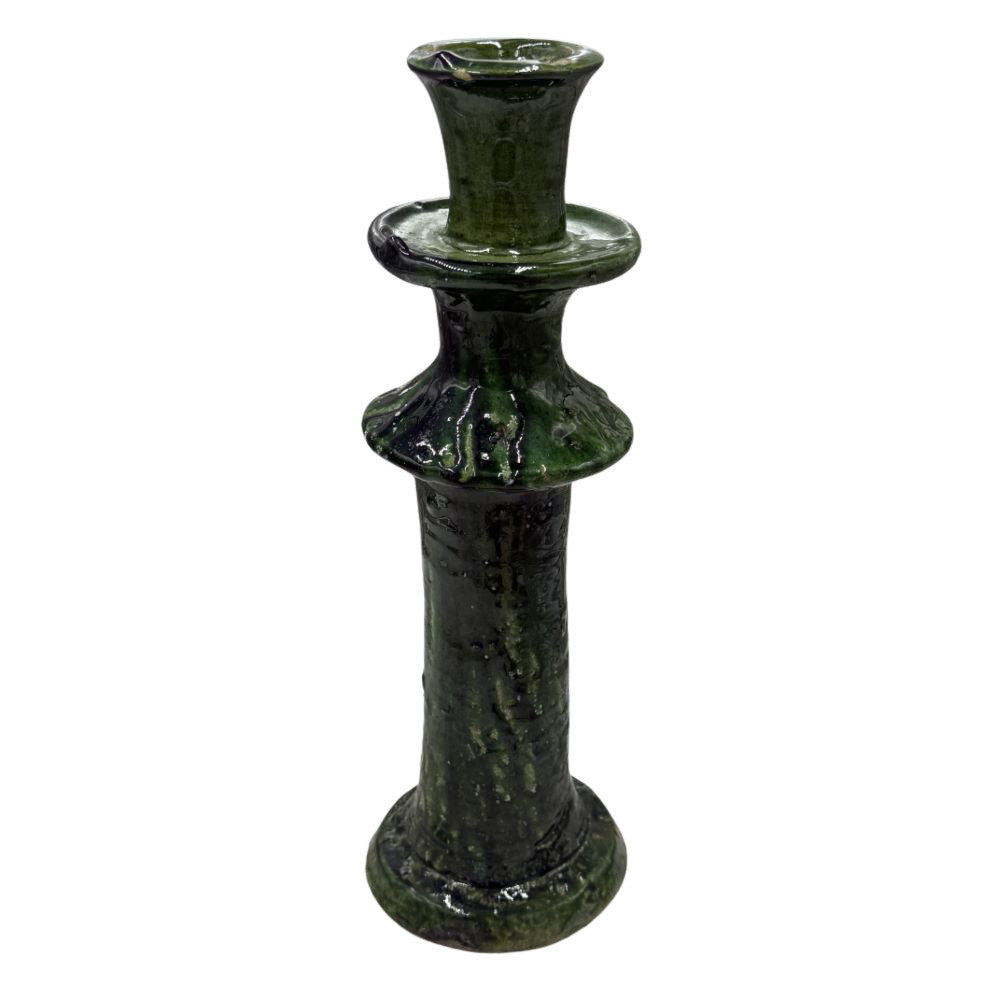 Moroccan Tamegroute Glazed Candlestick - Berbere Imports