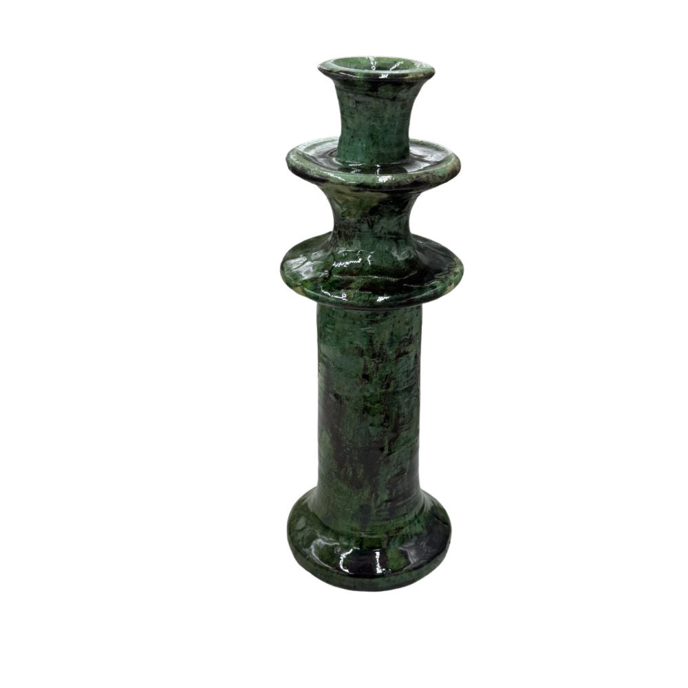 Moroccan Tamegroute Glazed Candlestick - Berbere Imports