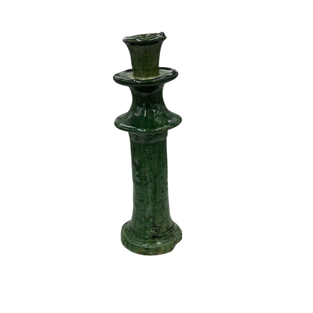 Moroccan Tamegroute Glazed Candlestick - Berbere Imports