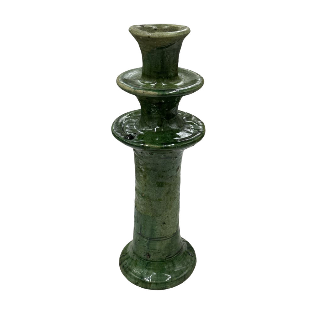 Moroccan Tamegroute Glazed Candlestick - Berbere Imports