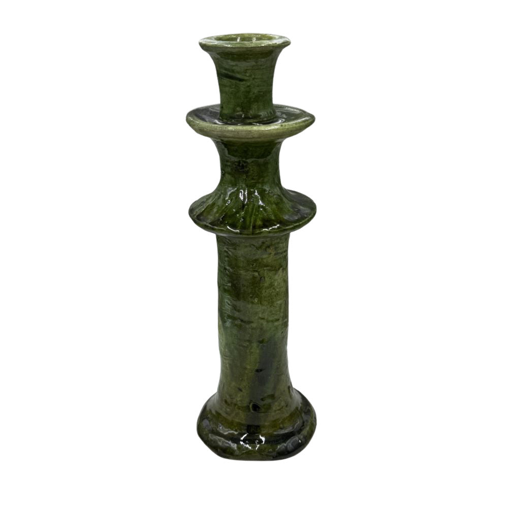 Moroccan Tamegroute Glazed Candlestick - Berbere Imports