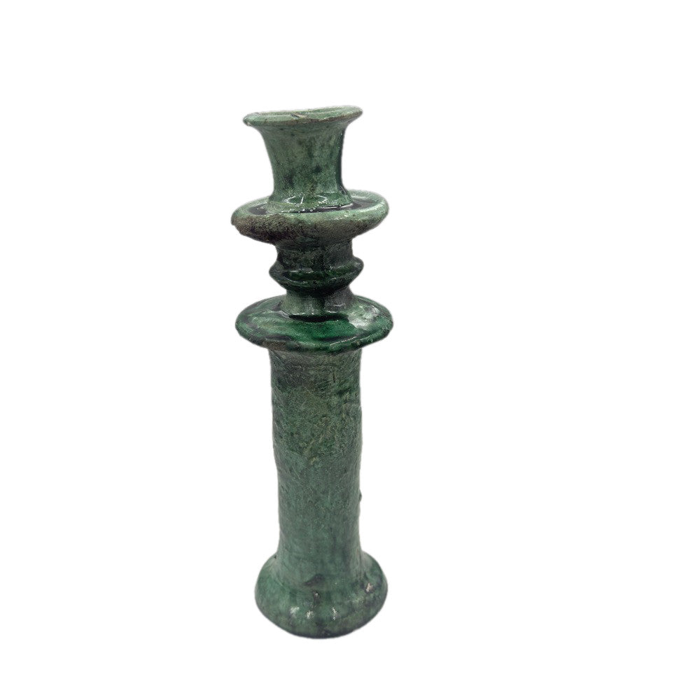 Moroccan Tamegroute Glazed Candlestick Holder - Berbere Imports