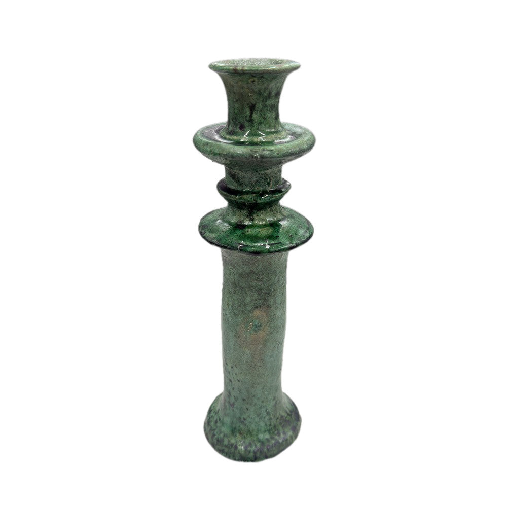 Moroccan Tamegroute Glazed Candlestick Holder - Berbere Imports