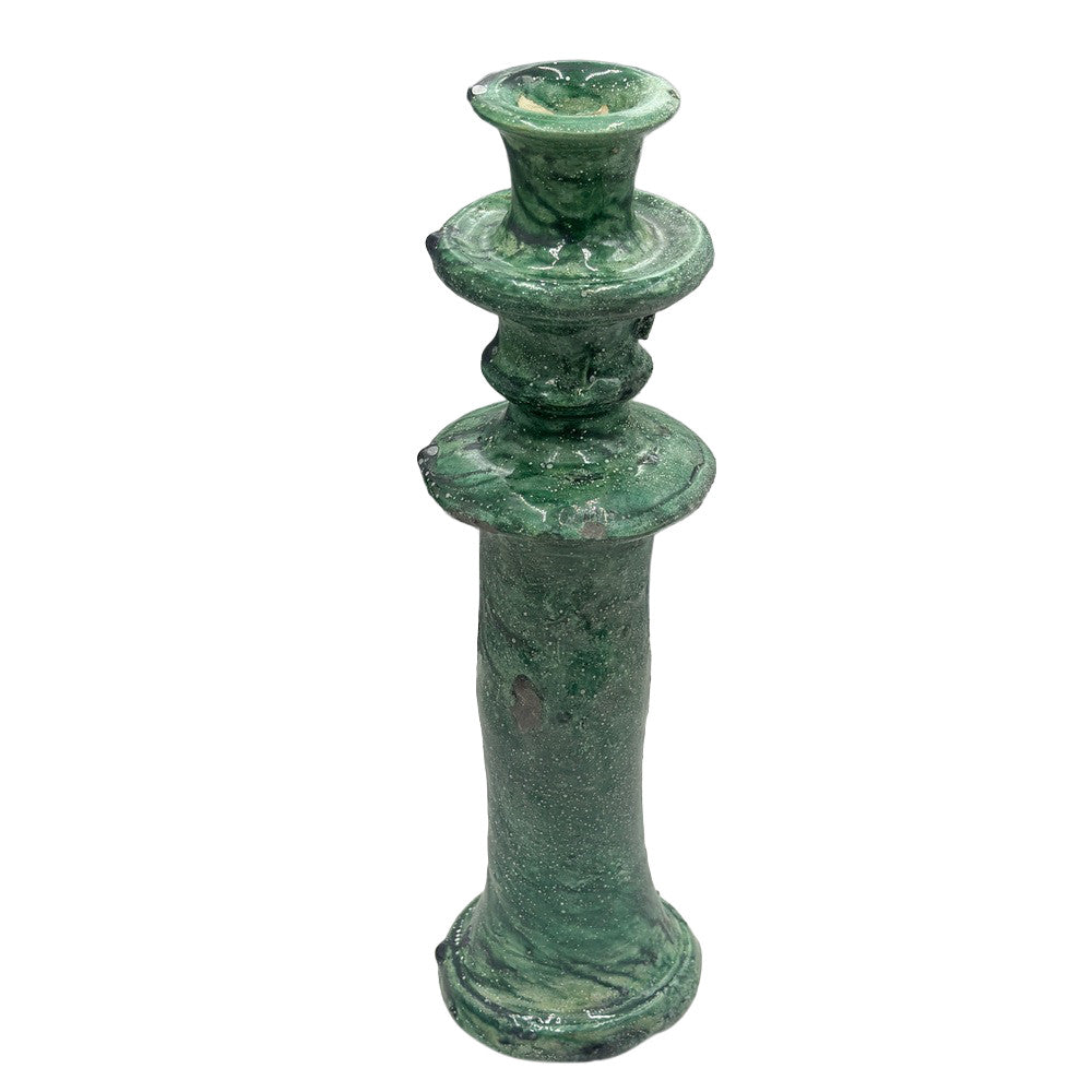 Moroccan Tamegroute Glazed Candlestick Holder - Berbere Imports