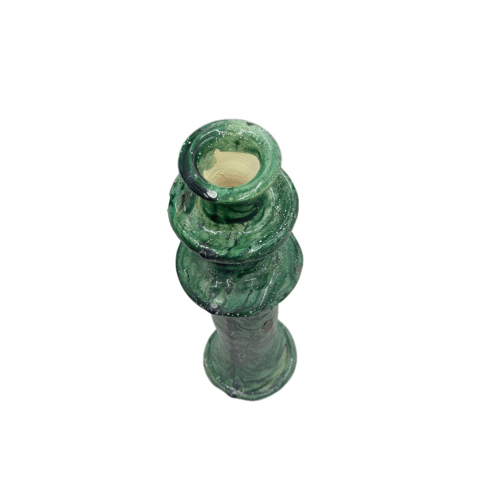 Moroccan Tamegroute Glazed Candlestick Holder - Berbere Imports