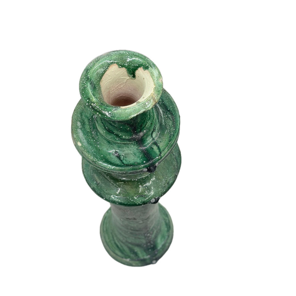 Moroccan Tamegroute Glazed Candlestick Holder - Berbere Imports
