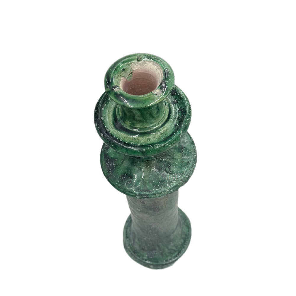 Moroccan Tamegroute Glazed Candlestick Holder - Berbere Imports