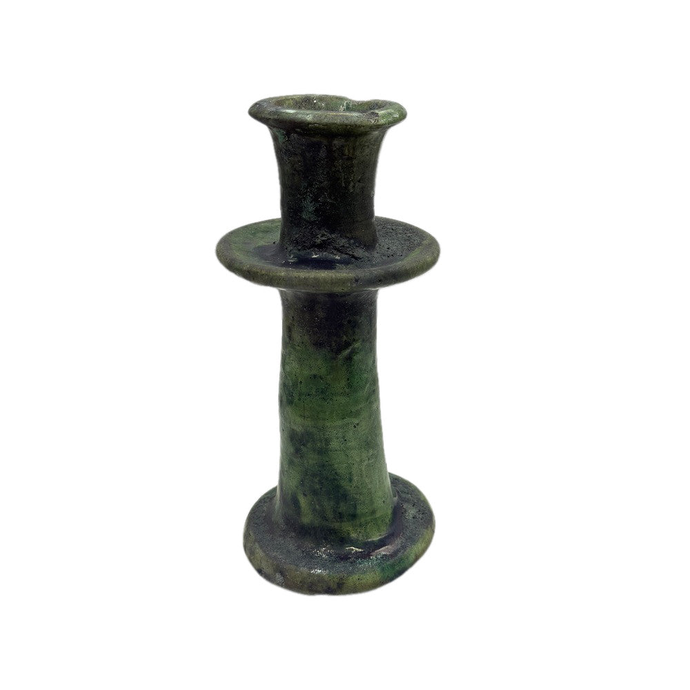 Moroccan Tamegroute Glazed Candlestick Holder - Berbere Imports