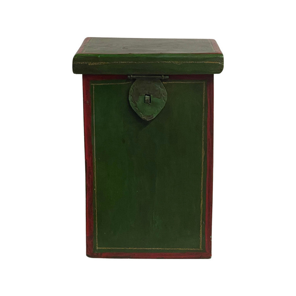 Vintage Indian Wooden Box - Green - Berbere Imports