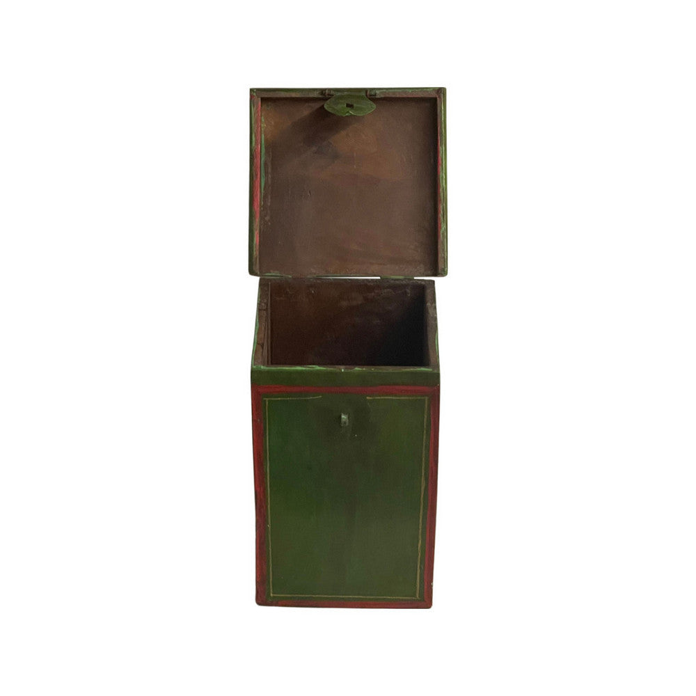 Vintage Indian Wooden Box - Green - Berbere Imports