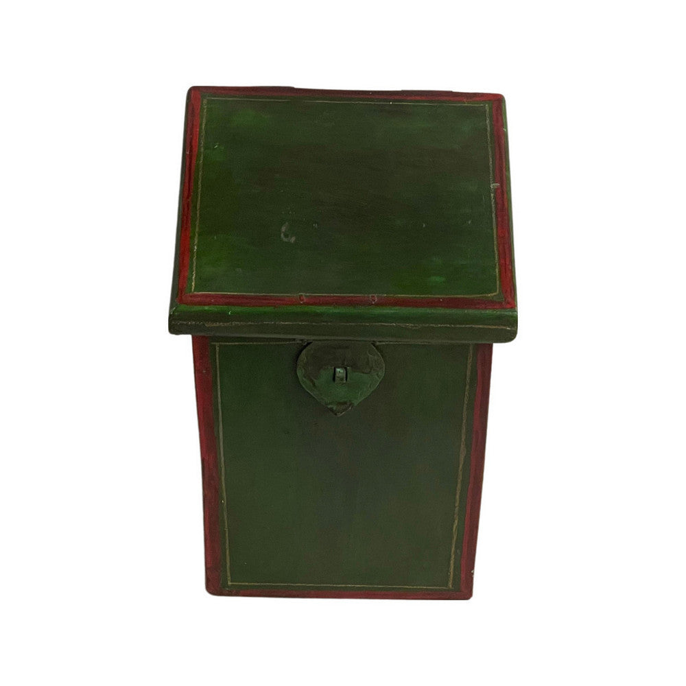 Vintage Indian Wooden Box - Green - Berbere Imports