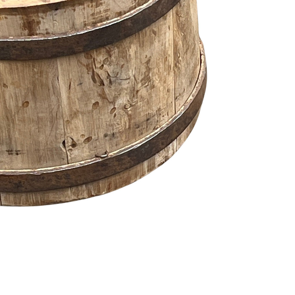 Wood Bucket With Iron Belt - Berbere Imports