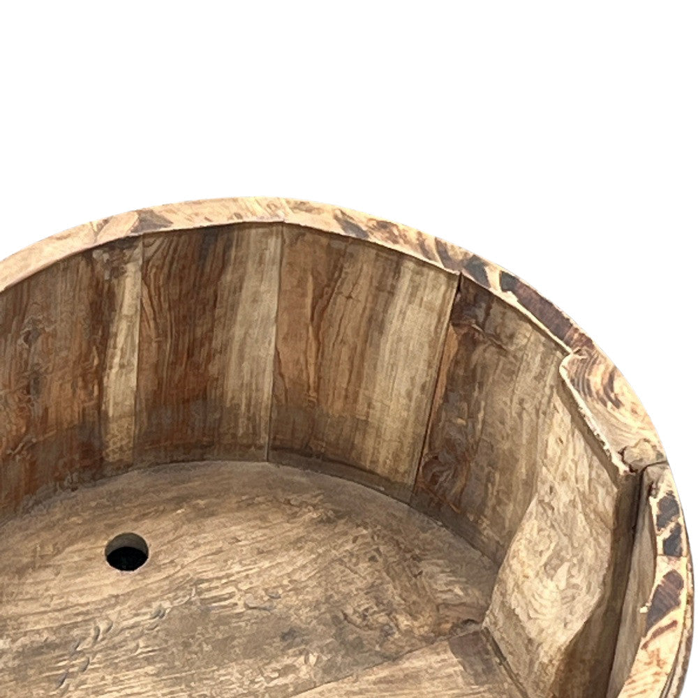 Wood Bucket With Iron Belt - Berbere Imports