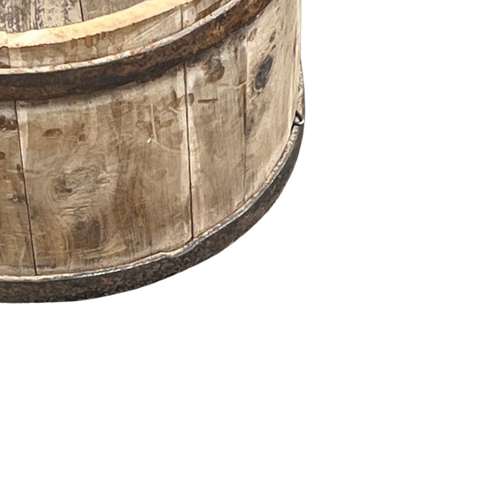 Wood Bucket With Iron Belt - Berbere Imports