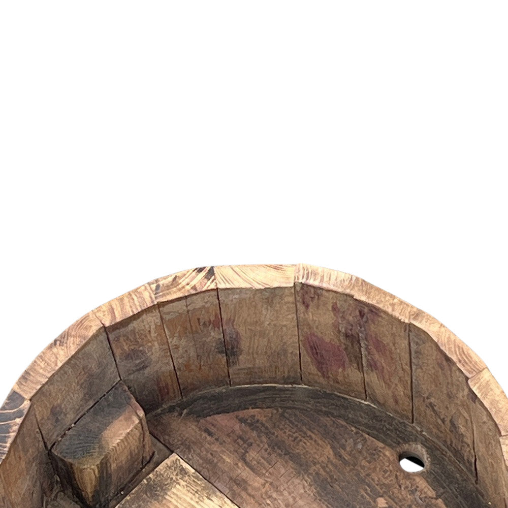 Wood Bucket With Iron Belt - Berbere Imports