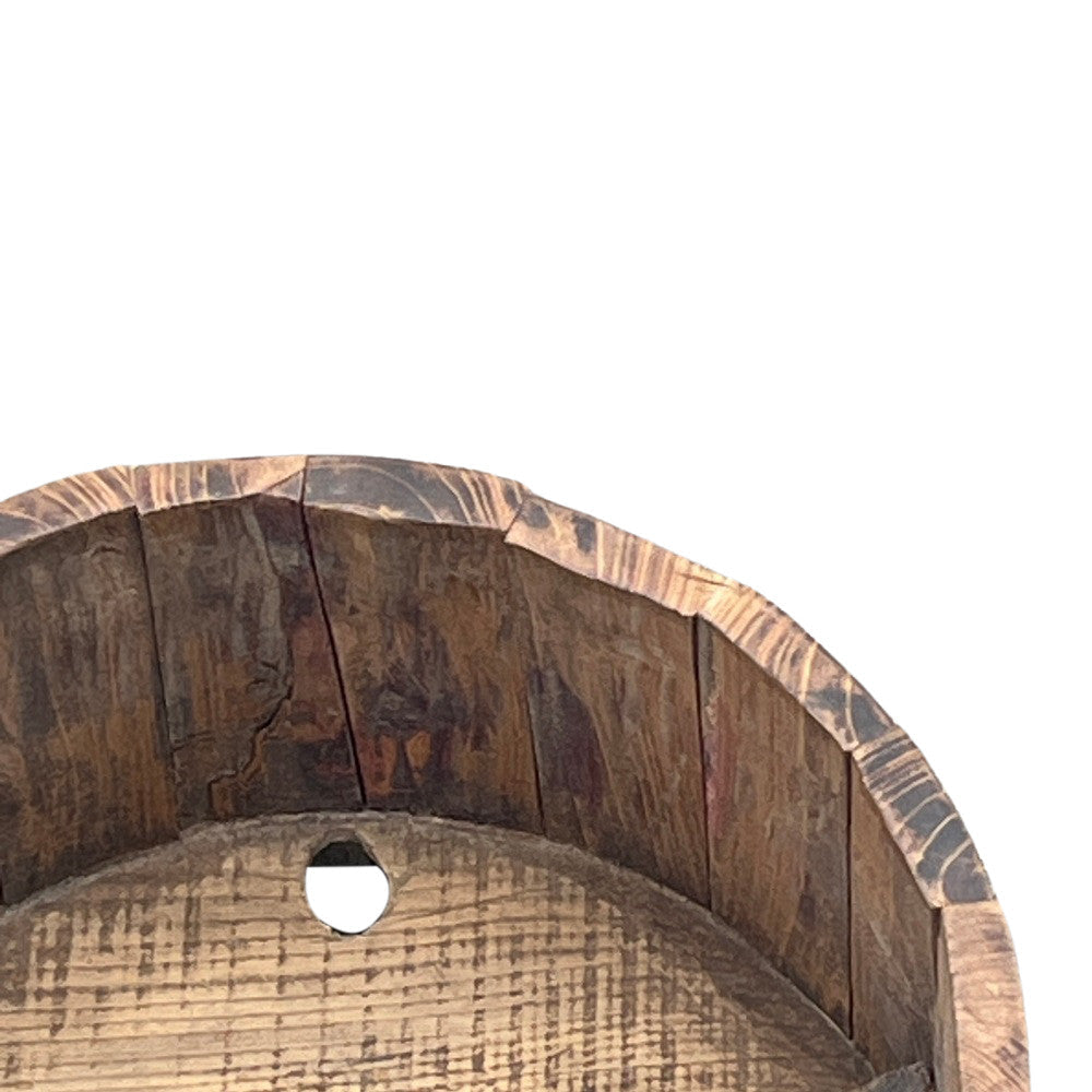 Wood Bucket With Iron Belt - Berbere Imports