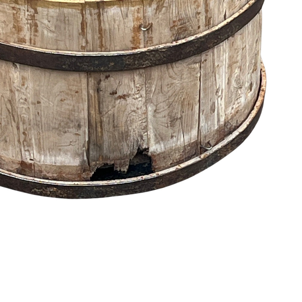 Wood Bucket With Iron Belt - Berbere Imports