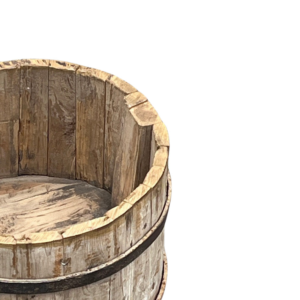 Wood Bucket With Iron Belt - Berbere Imports