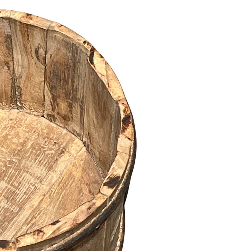 Wood Bucket With Iron Belt - Berbere Imports