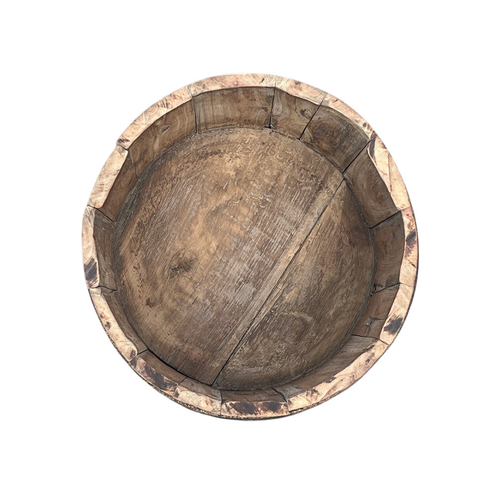 Wood Bucket With Iron Belt - Berbere Imports