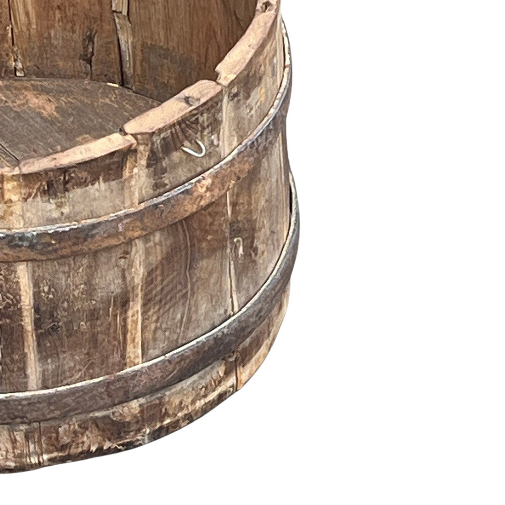 Wood Bucket With Iron Belt - Berbere Imports