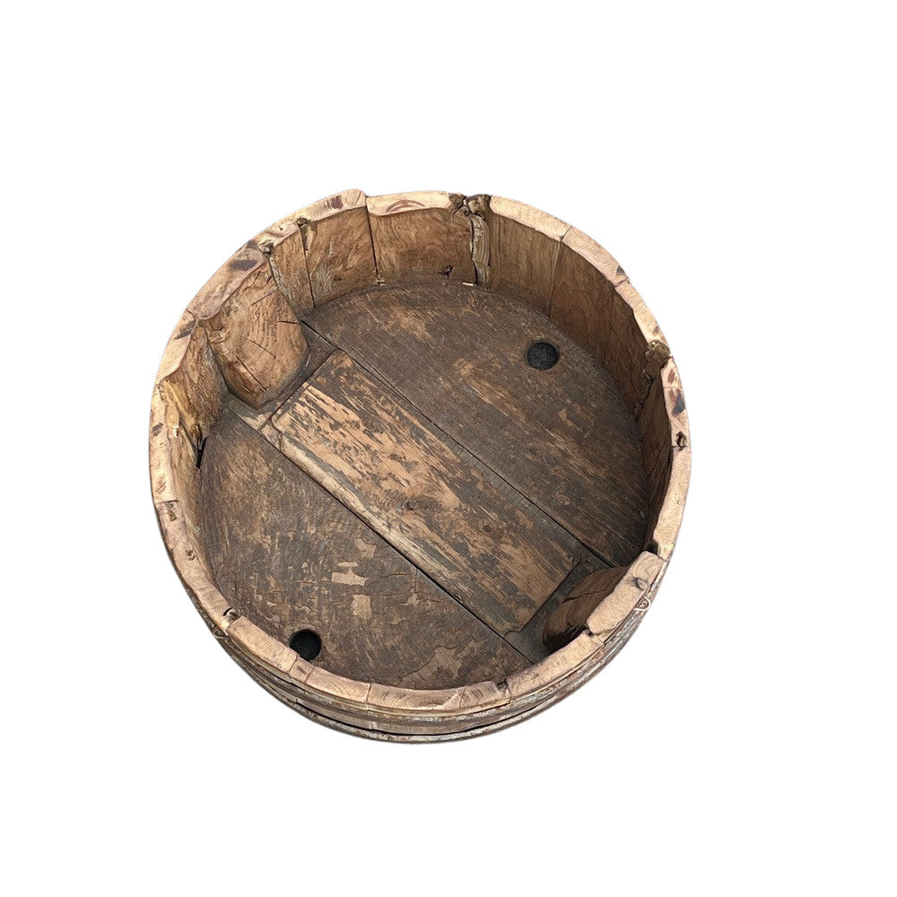 Wood Bucket With Iron Belt - Berbere Imports