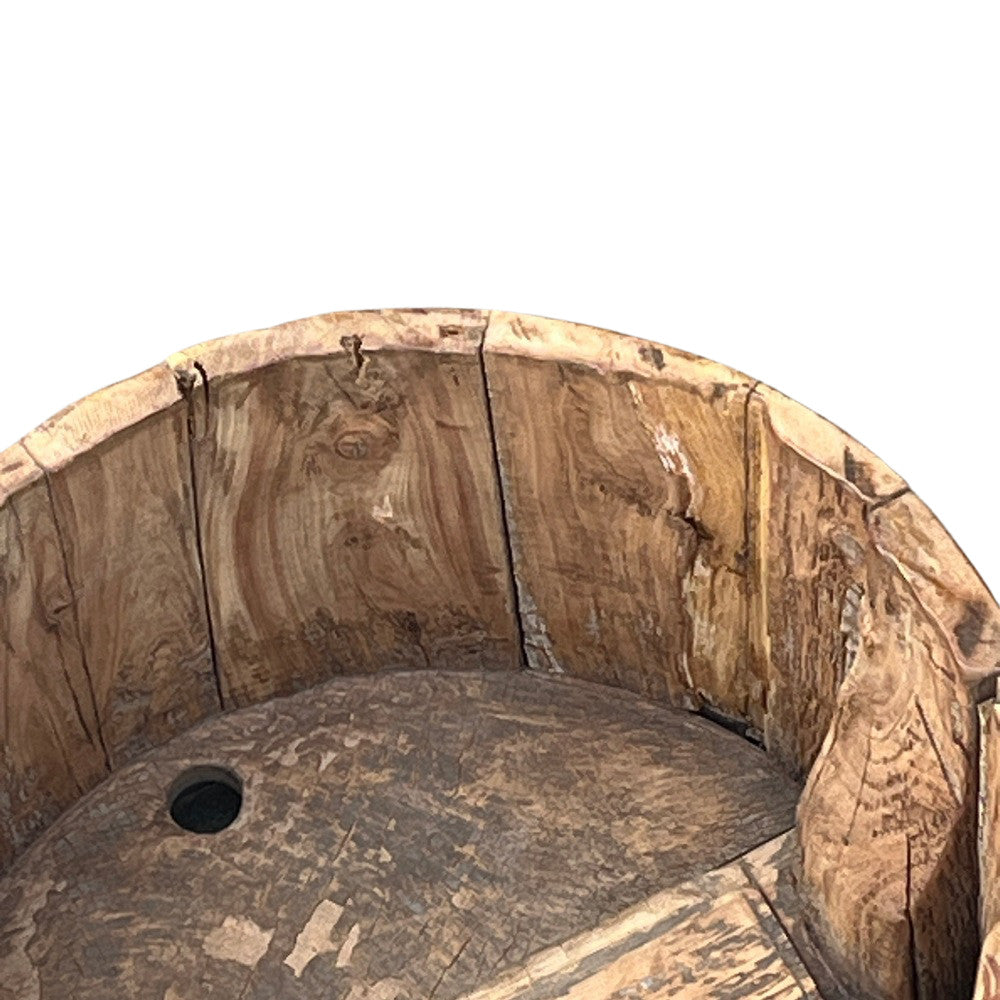 Wood Bucket With Iron Belt - Berbere Imports