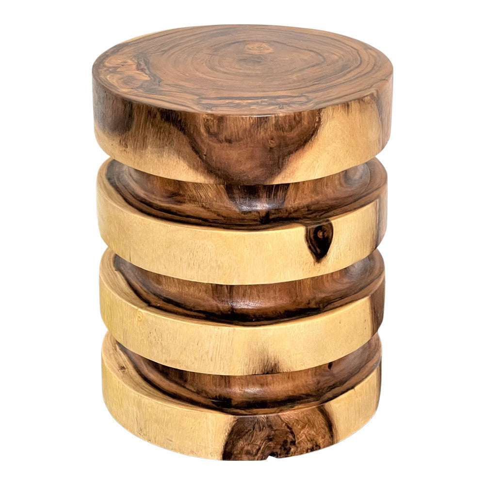 Teak Stacked Discs Stool - Berbere Imports