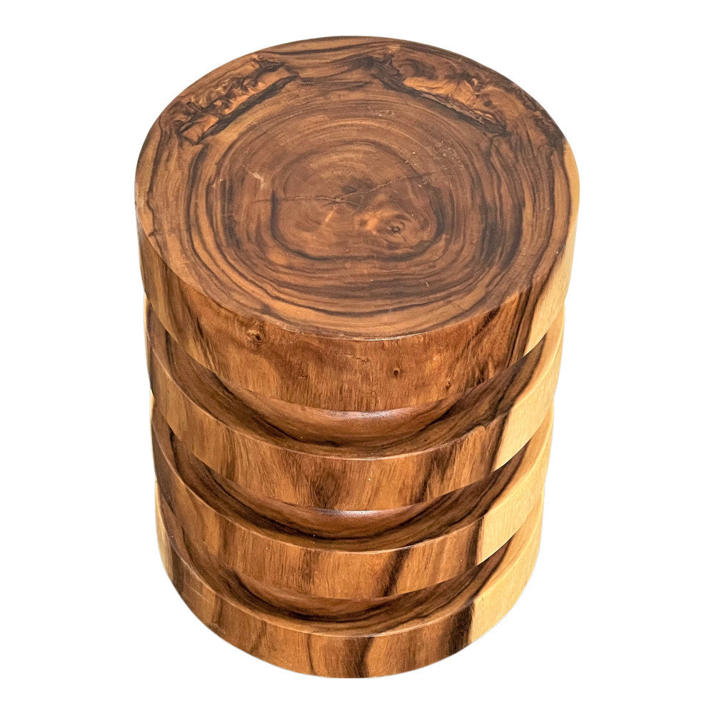 Teak Stacked Discs Stool - Berbere Imports