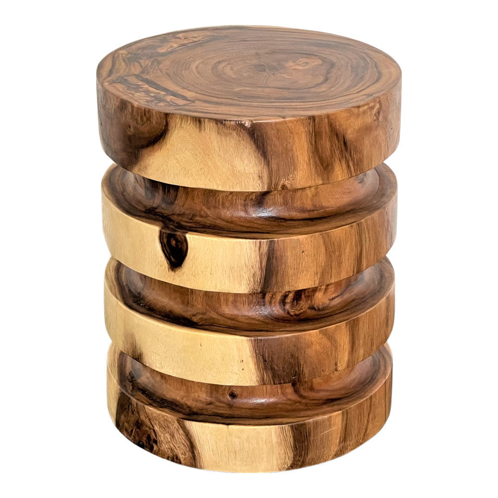 Teak Stacked Discs Stool - Berbere Imports