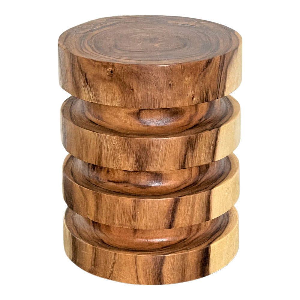 Teak Stacked Discs Stool - Berbere Imports