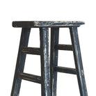 Rustic Chinese Elm Wood Stool - Distressed Finish - Berbere Imports