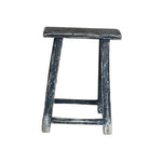 Rustic Chinese Elm Wood Stool - Distressed Finish - Berbere Imports