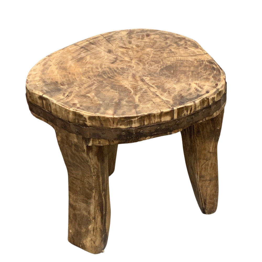 Vintage Nagaland Wooden Stool - Berbere Imports