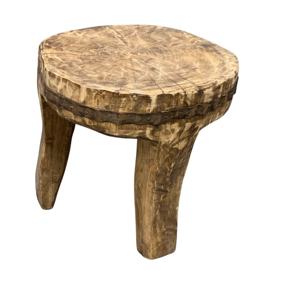 Vintage Nagaland Wooden Stool - Berbere Imports