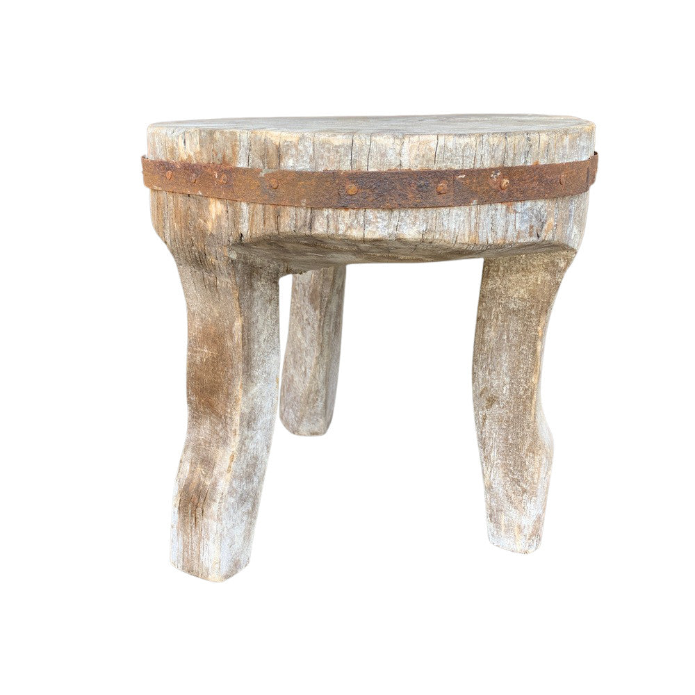 Vintage Nagaland Wooden Stool - Berbere Imports