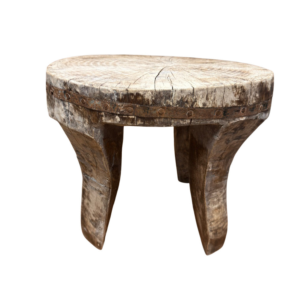 Vintage Nagaland Wooden Stool - Berbere Imports