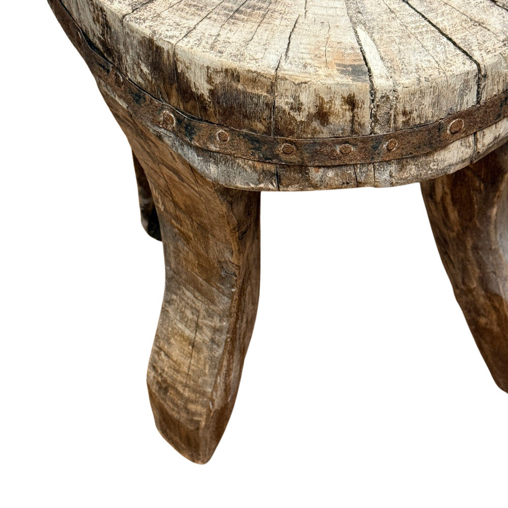 Vintage Nagaland Wooden Stool - Berbere Imports