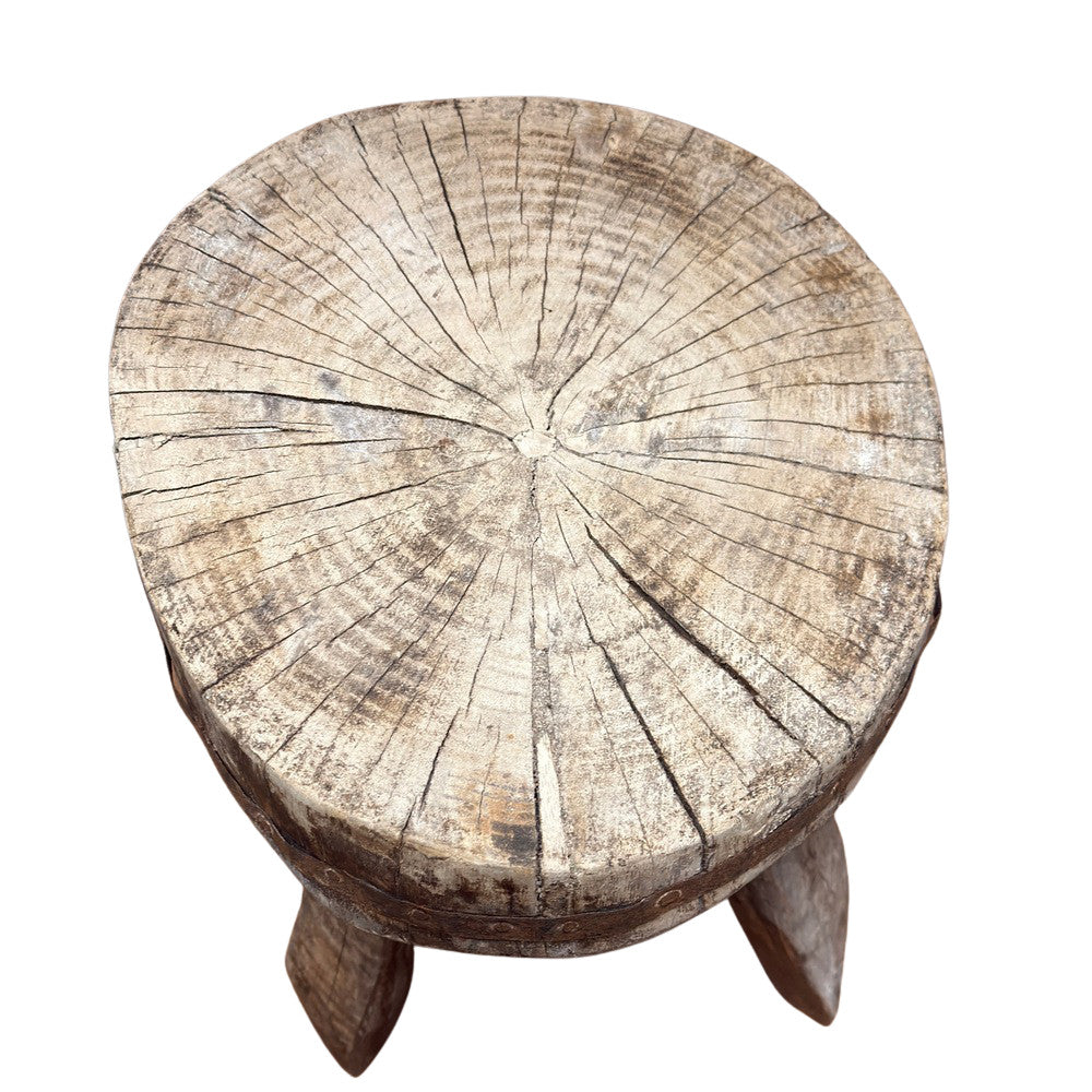 Vintage Nagaland Wooden Stool - Berbere Imports