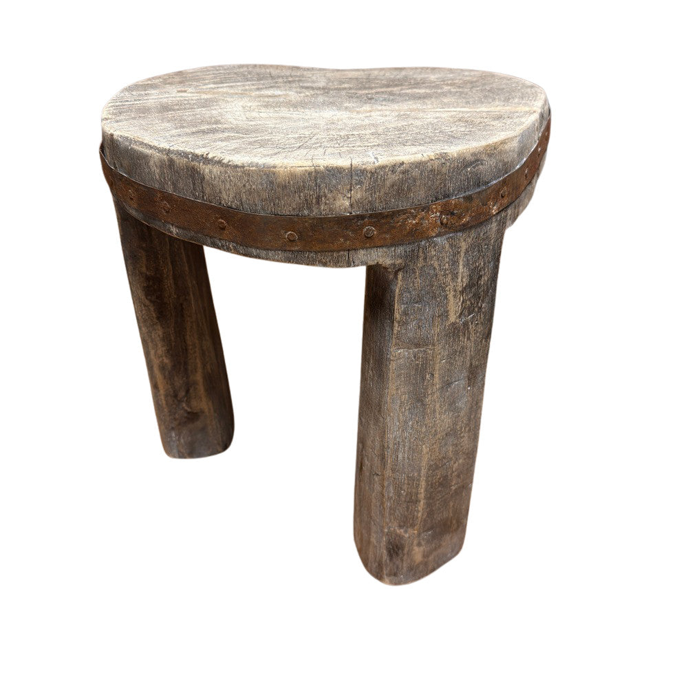 Vintage Nagaland Wooden Stool - Berbere Imports