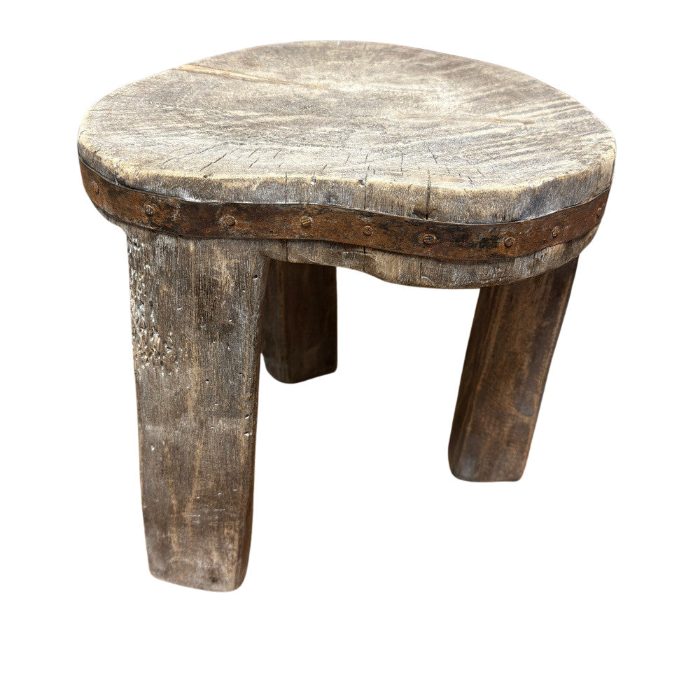 Vintage Nagaland Wooden Stool - Berbere Imports