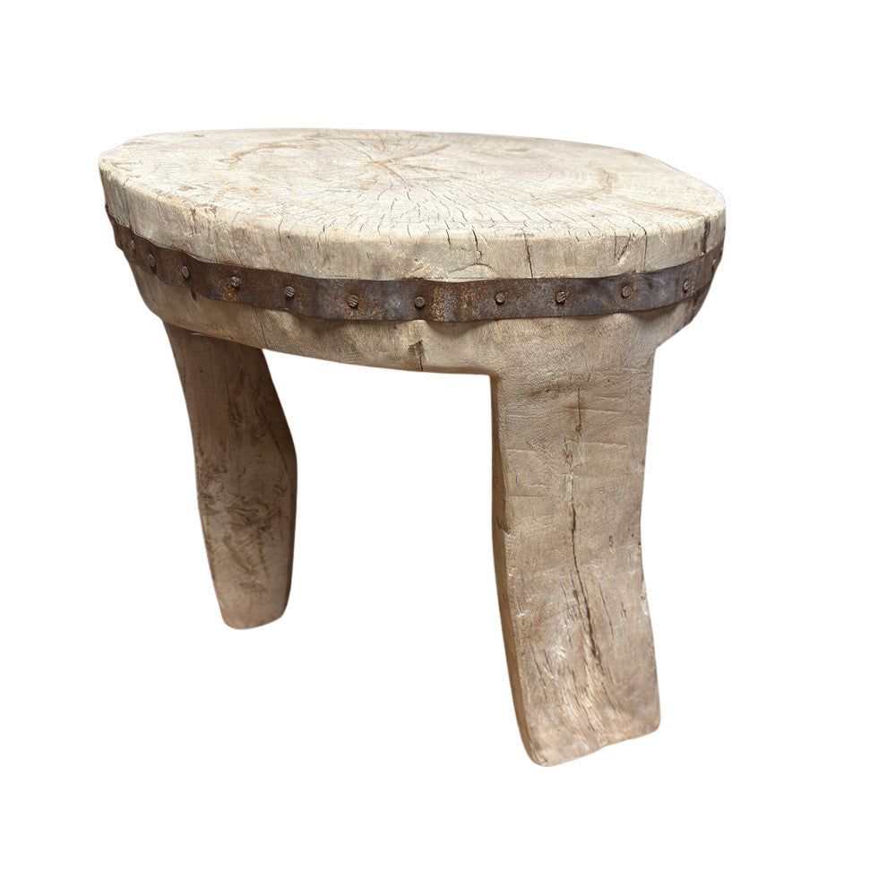 Vintage Nagaland Wooden Stool - Berbere Imports