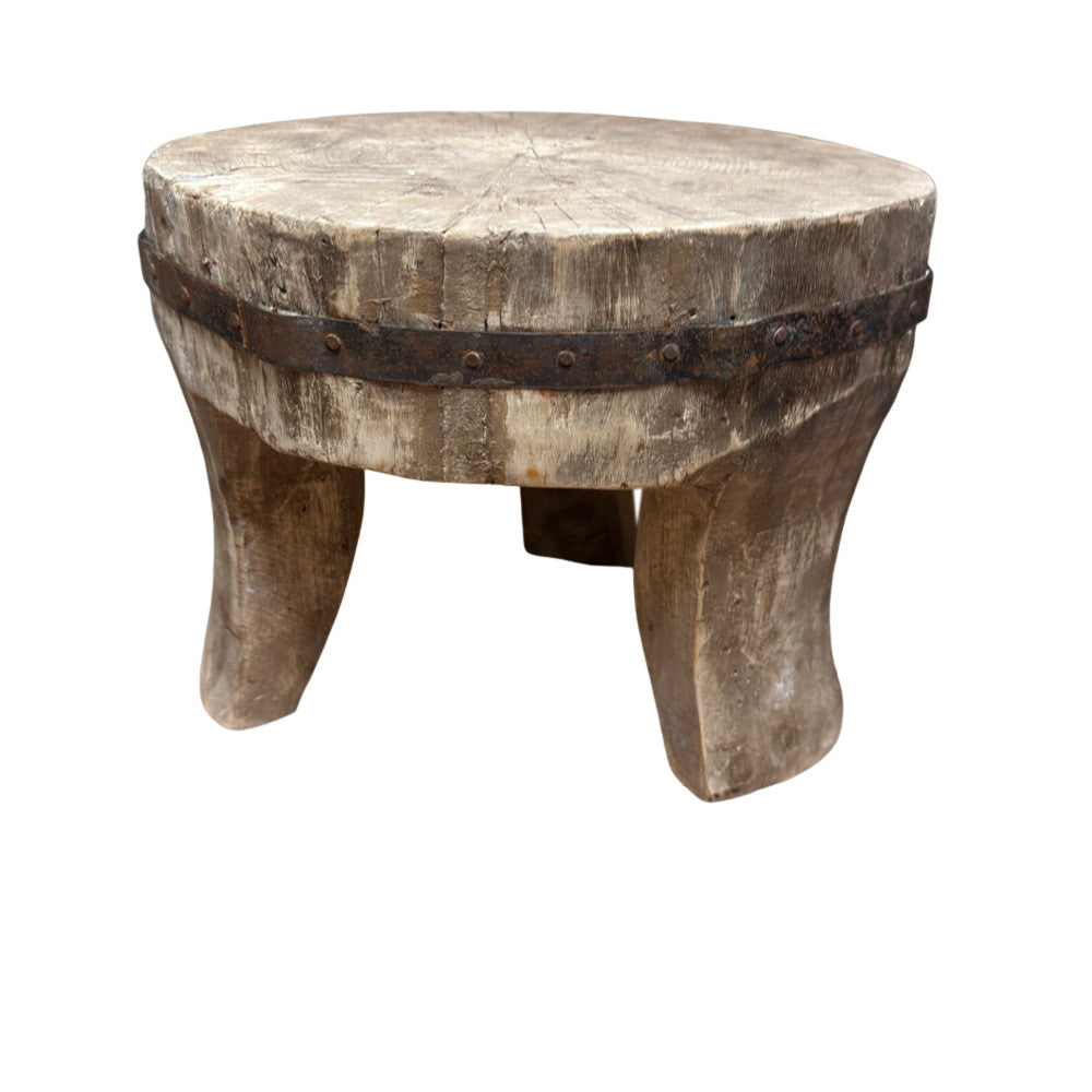 Vintage Nagaland Wooden Stool - Berbere Imports